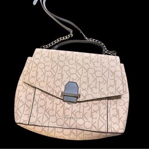 Calvin Klein Cream Monogram Satchel
